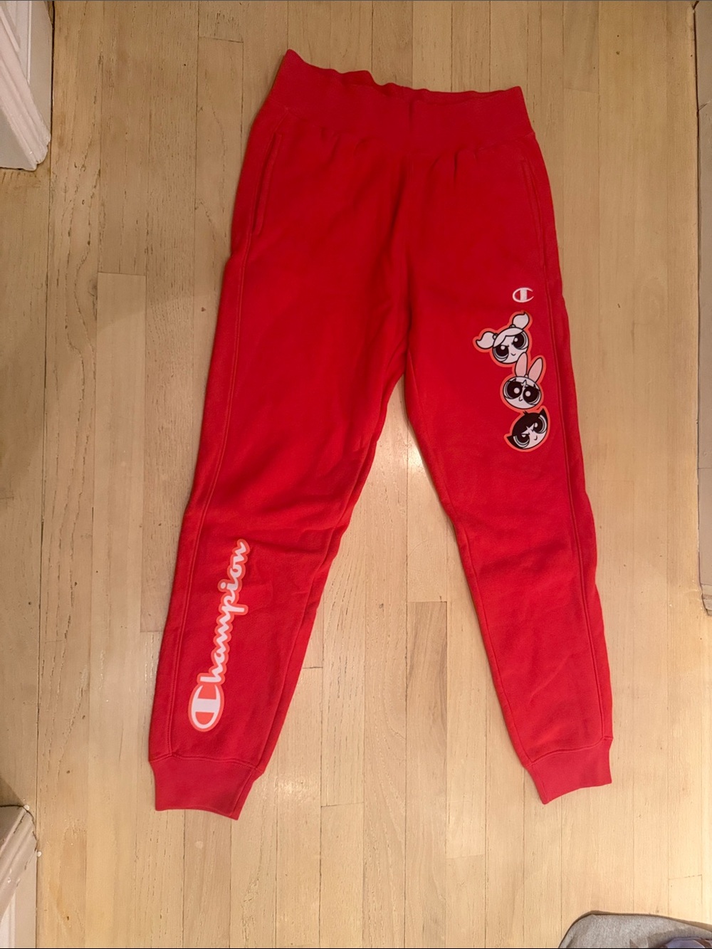 Champion Red Women's Joggers with Power Puff Girls Patch